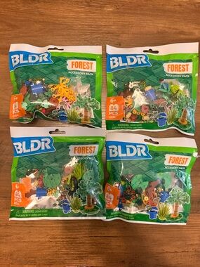 BLDR Forest Accessory Building Block Toy 84 Pieces Multicolor 4 Unopened Package